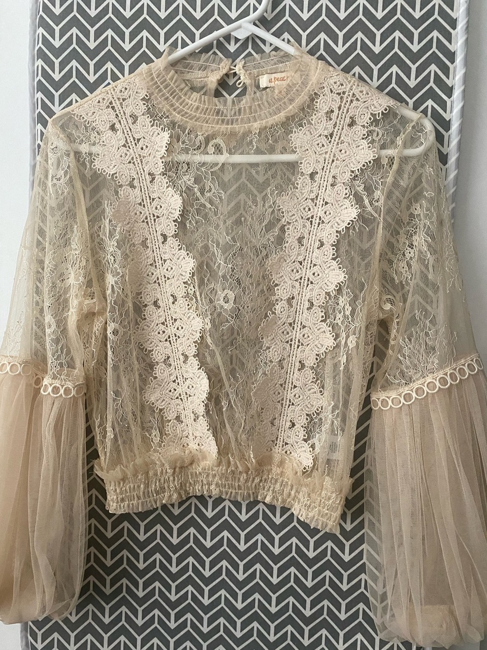 Peach Elegant Sheer Blouse Size S